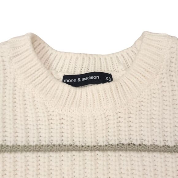 Anthropologie Cropped Sweater Womens Size XS Oversized Crewneck Striped - Picture 2 of 4